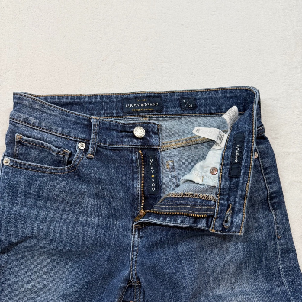 Lucky Brand‎ Ava Skinny Jeans Womens 2/26 Blue Good Raw Released Hem Mid Rise - Picture 4 of 12